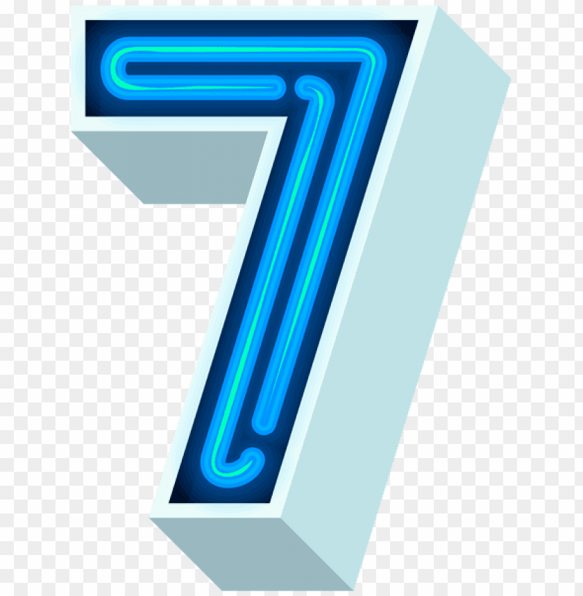 number seven neon blue clipart png photo - 51748
