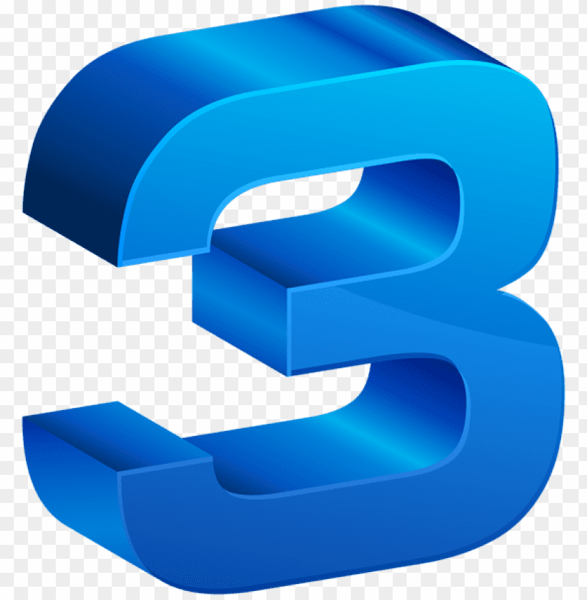 number three blue clipart png photo - 51701