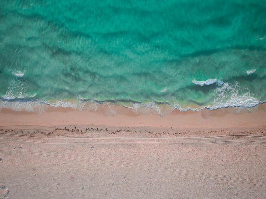 ocean, aerial view, sand, coast, wave