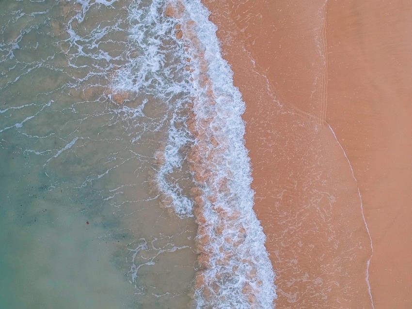 ocean, aerial view, water, sand, foam