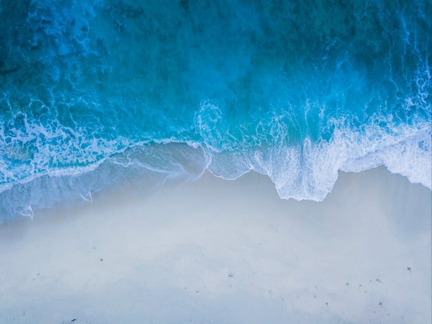 ocean, surf, sand, wave, foam, blue