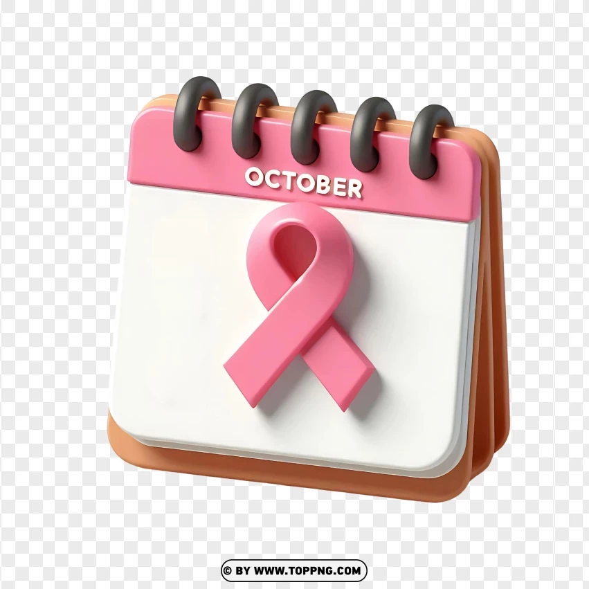 October Breast Cancer Awareness Calendar With Pink Ribbon PNG Transparent Background