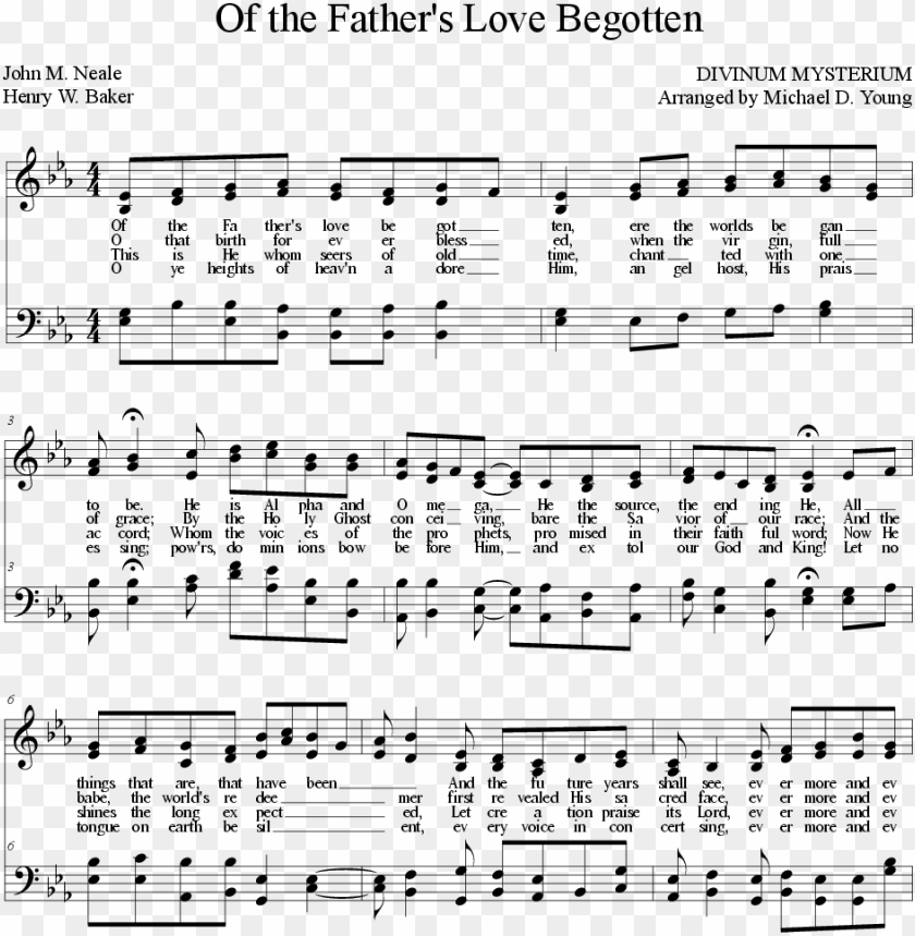 Of The Fathers Love Begotten - Sheet Music PNG Transparent With Clear Background ID 442220