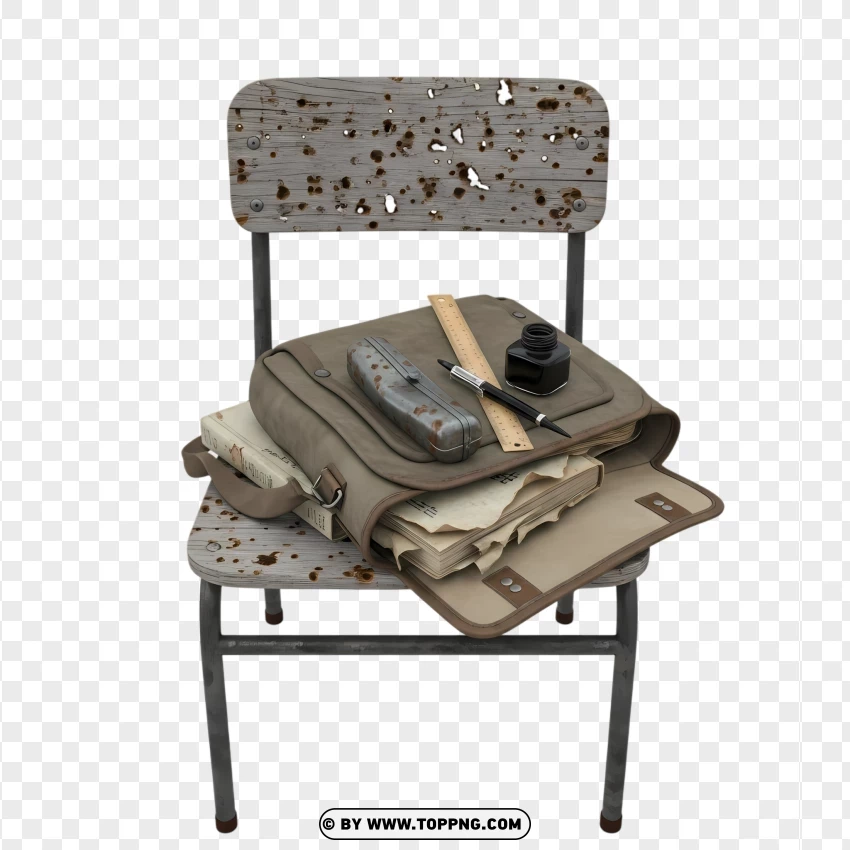 Old Classroom Chair With Signs Of Fabric Damage PNG Transparent Background