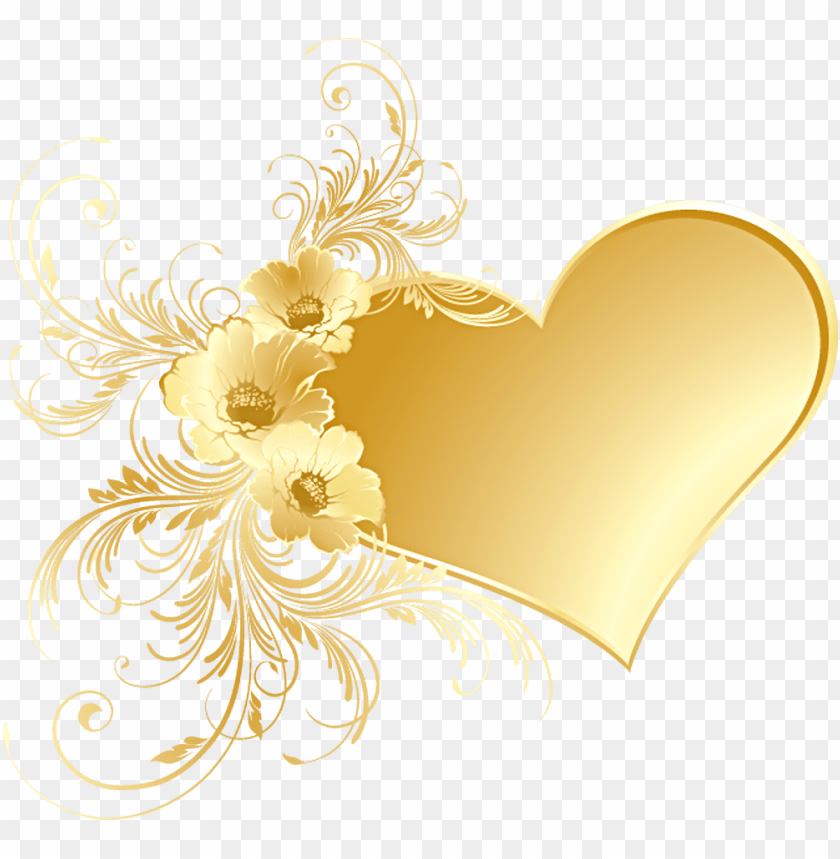 old heart with flowers png picture - gold flower PNG image with ...