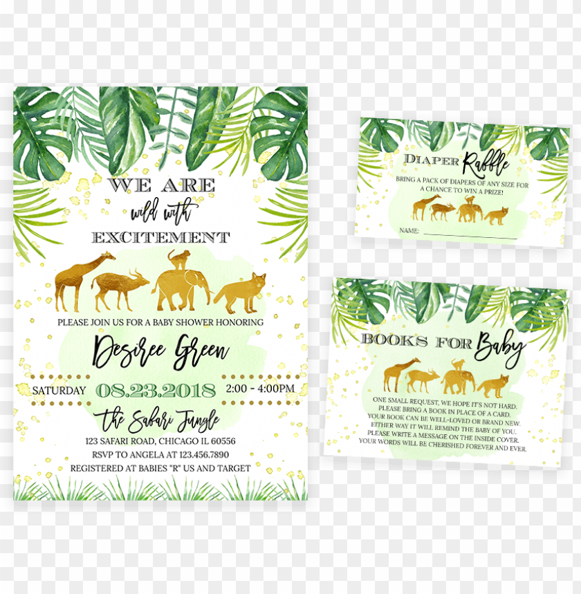 old safari animals baby shower invitation pack - gold safari animals PNG image with transparent background@toppng.com
