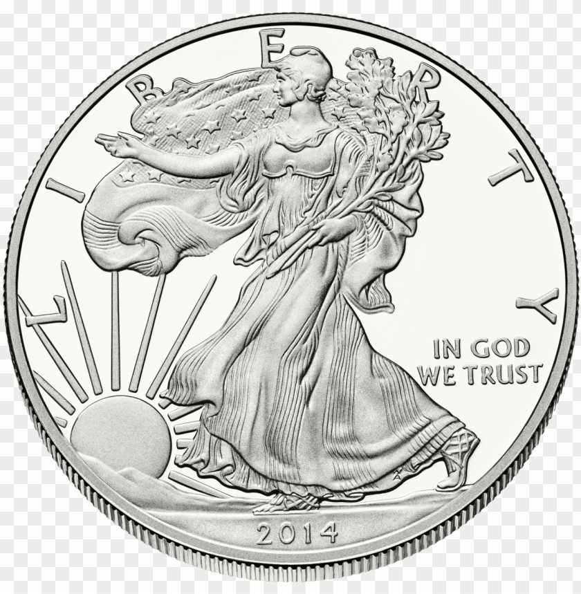 Old, Silver Bullion Prices Falling Fast Today - American Silver Eagle PNG Image With Transparent Background