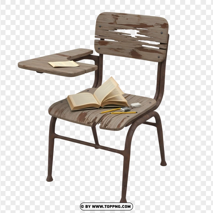 Old Wooden Study Chair PNG Transparent Background