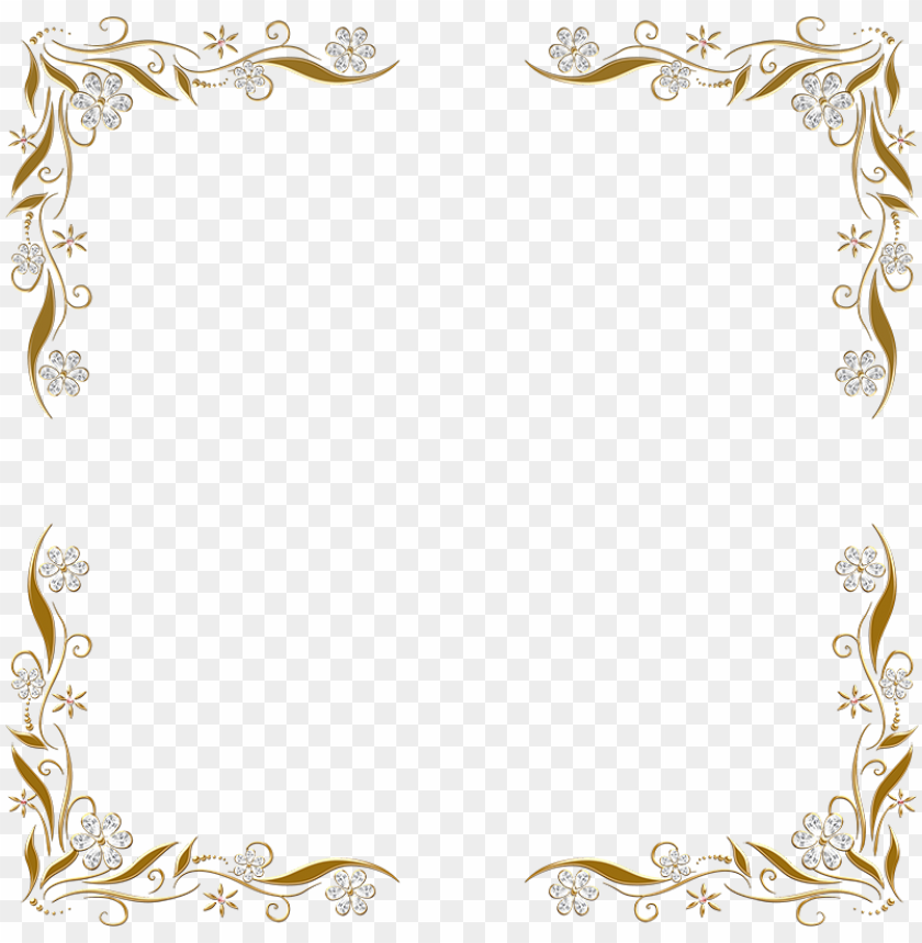 olden floral corners frame 2 by paw prints designs silver and gold border PNG transparent with Clear Background ID 163308