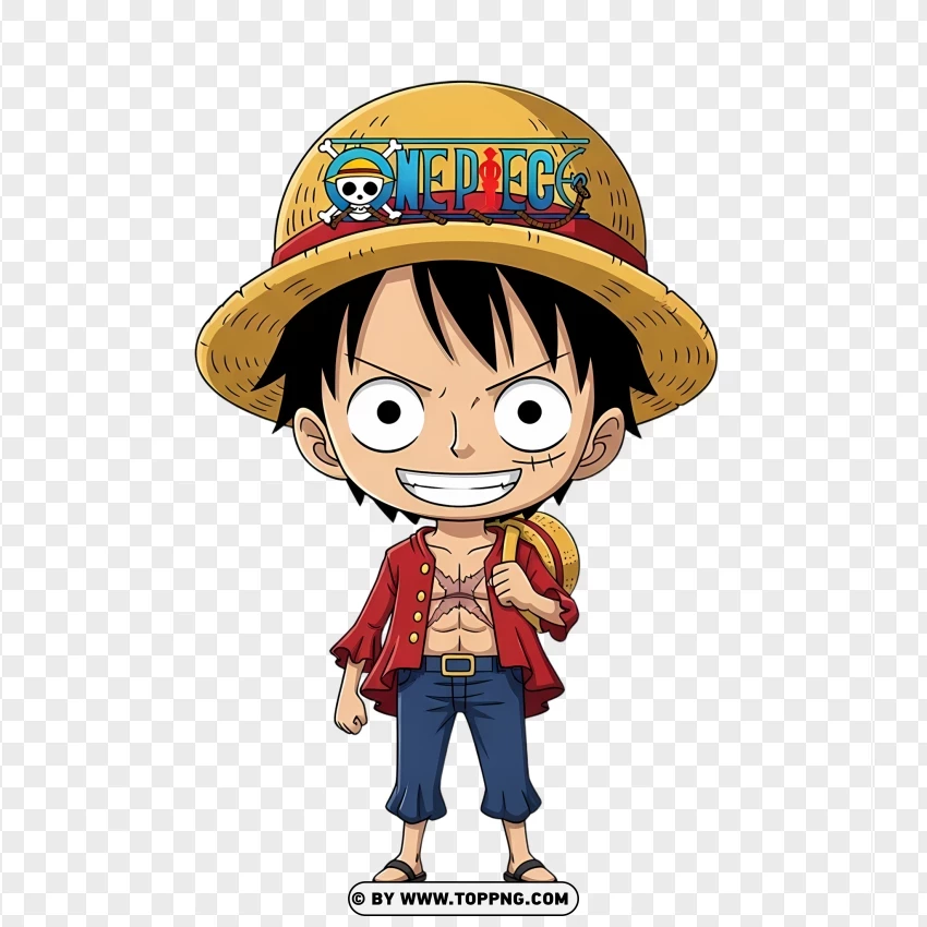 One Piece Luffy Chibi Character PNG Transparent Background