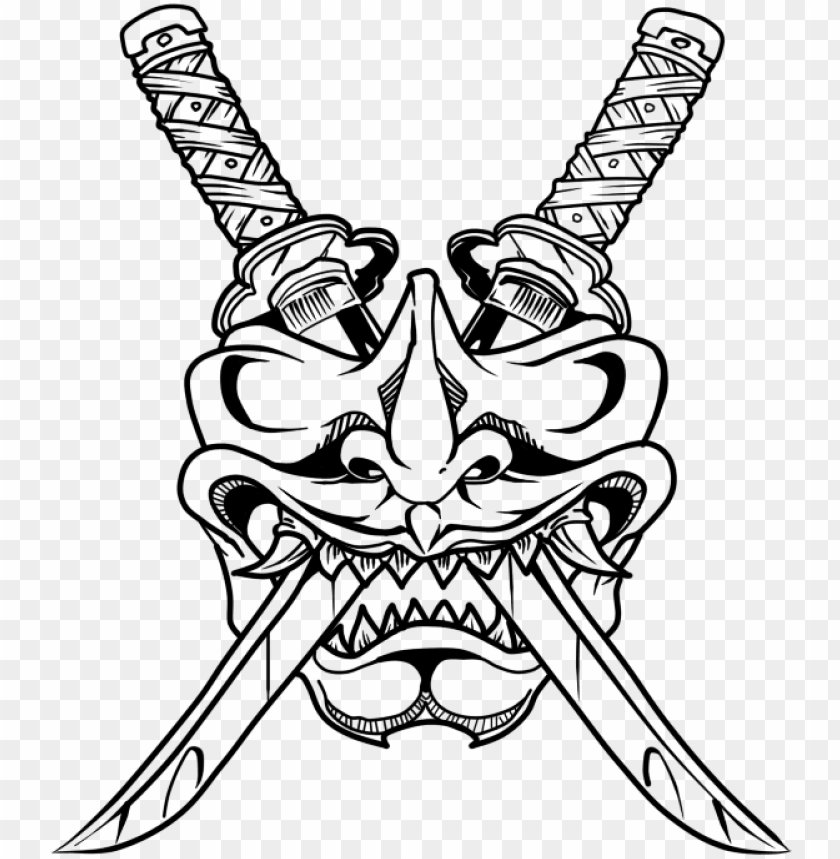 Oni Drawing Samurai Huge Freebie Download For Powerpoint - Samurai Mask Drawing Easy PNG Transparent With Clear Background ID 170637