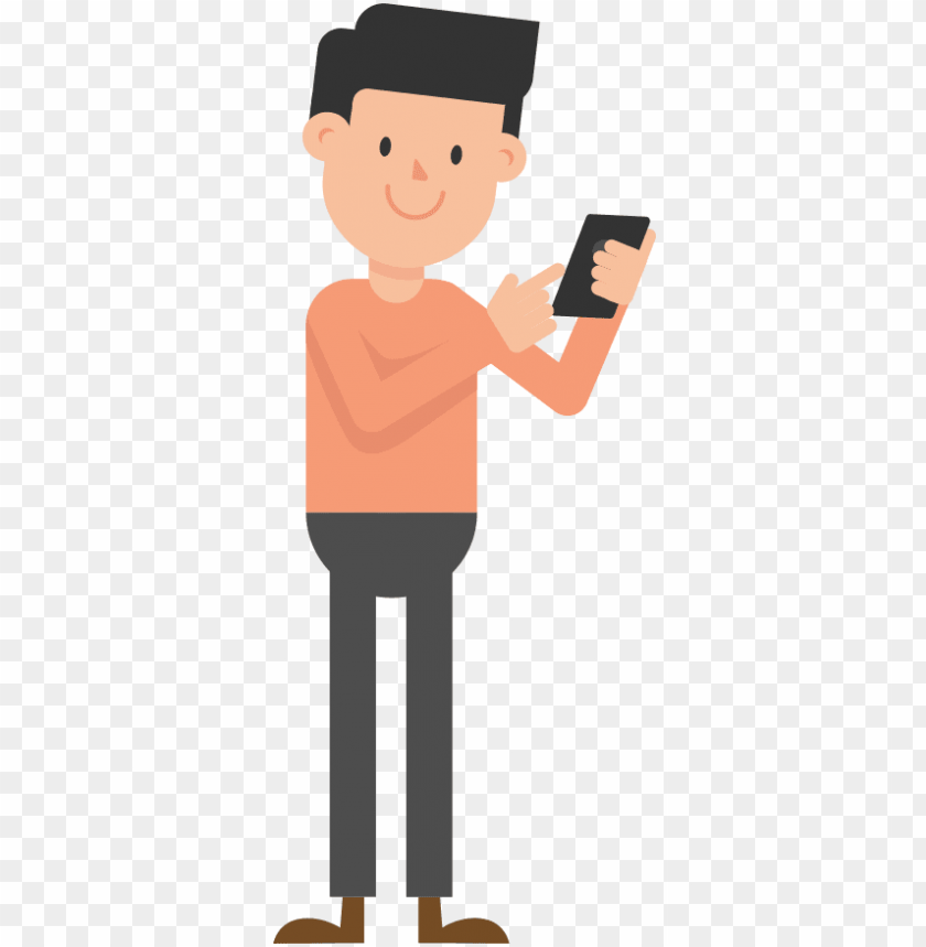 open - animated person looking at their phone PNG image with transparent  background | TOPpng