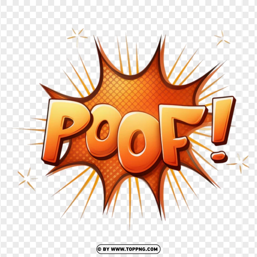 Orange Comic Poof Expression With Pop Art Style PNG Transparent Background