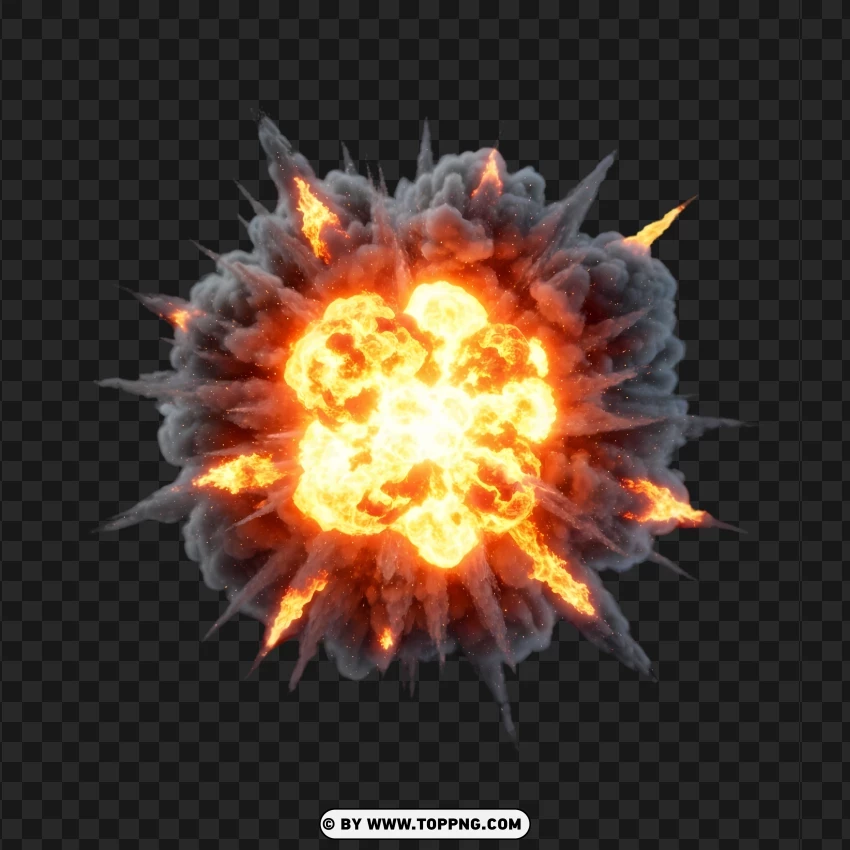 Orange Fiery Blast With Dense Smoky Burst PNG Transparent Background