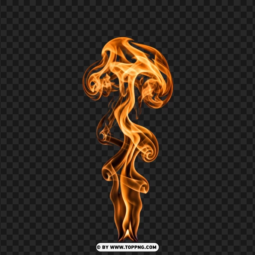Orange Flame Swirl Rising With Soft Smoke Flow PNG Transparent Background