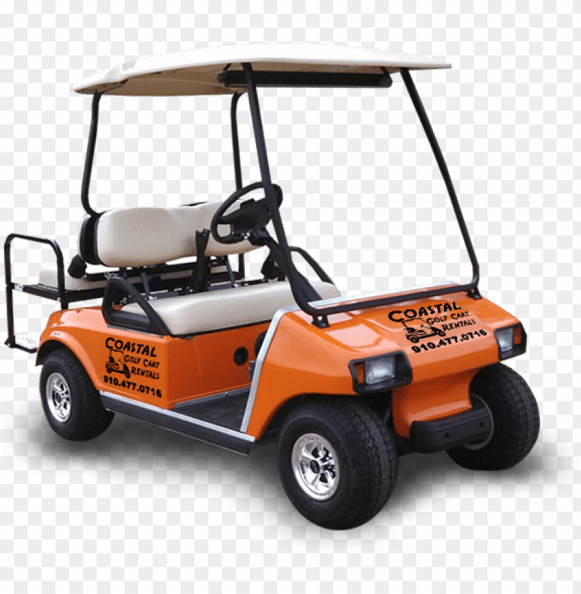 Orange Golf Buggy Cart Two Passengers PNG Image With Transparent Background