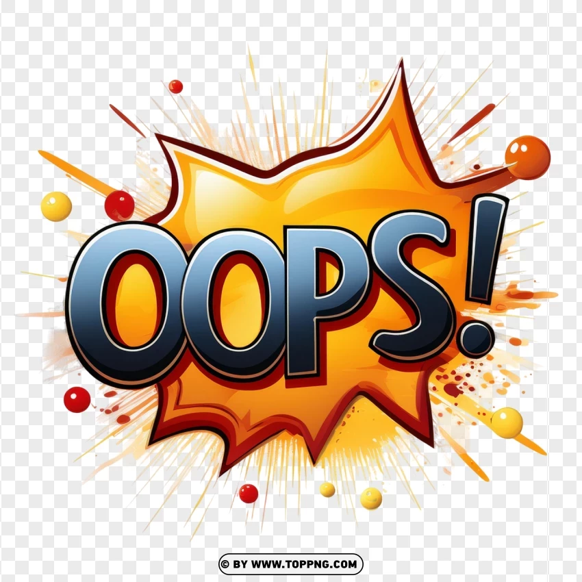 Orange Oops Comic Design With Lines PNG Transparent Background