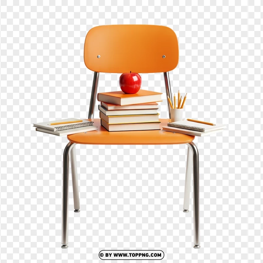 Orange School Chair PNG Transparent Background