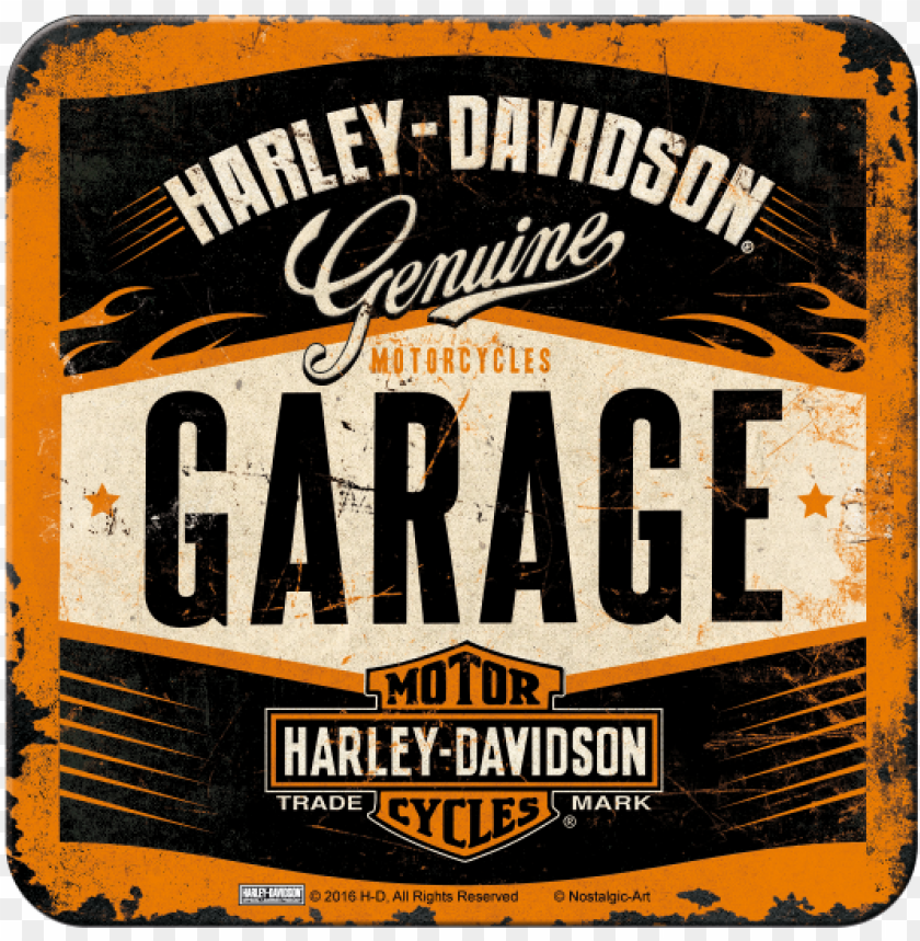 ostalgic art metal coaster harley davidson garage - genuine harley davidso PNG image with transparent background@toppng.com
