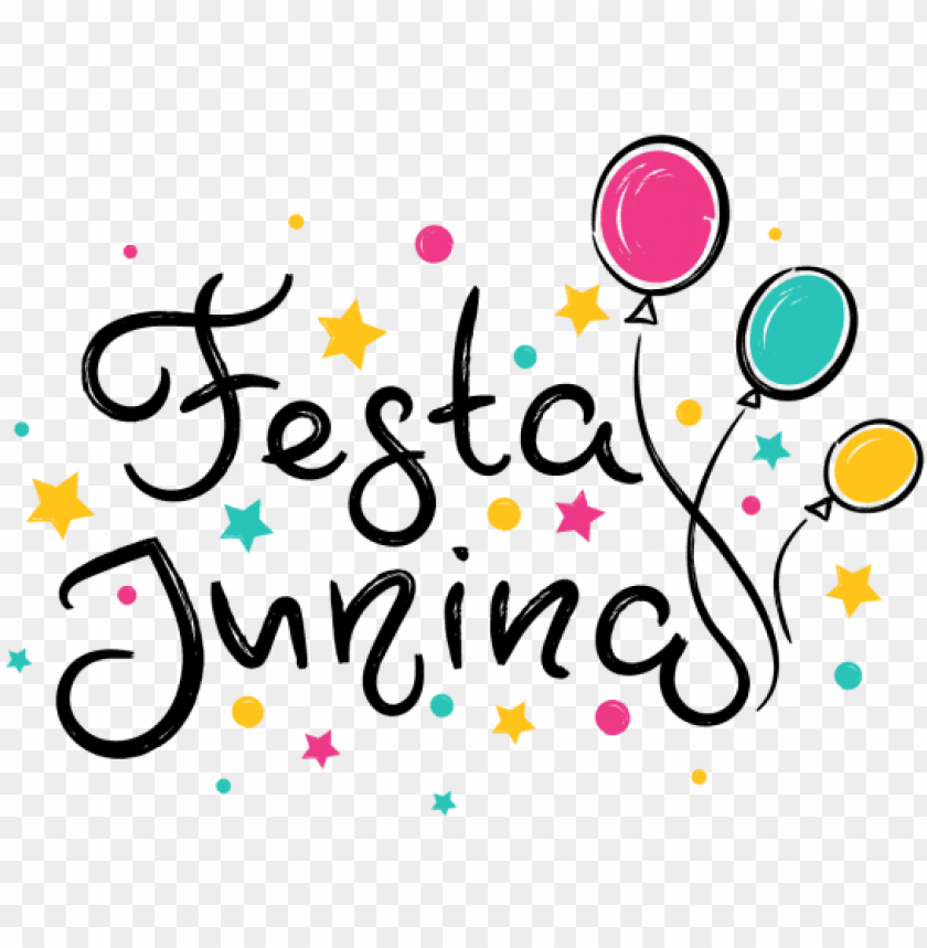 oster with hand-drawn text festa junina and balloons, - balao de festa junina psd PNG image with transparent background@toppng.com