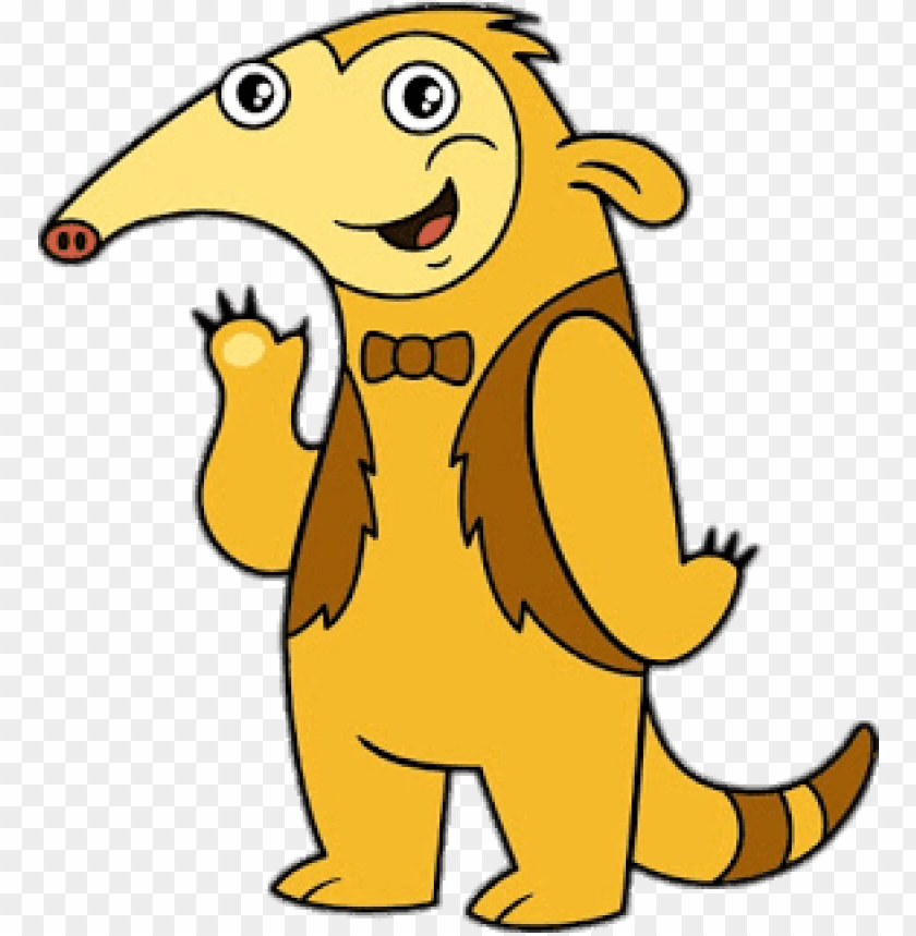 at the movies, cartoons, doki, oto the anteater waving hello, 