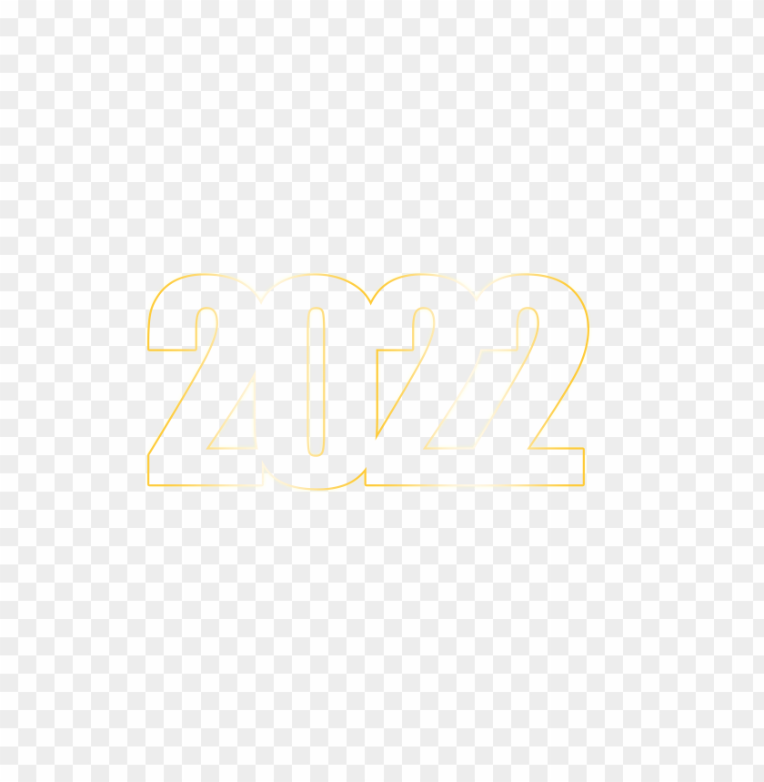 Outline Gold 2022 Text Free PNG Image With Transparent Background