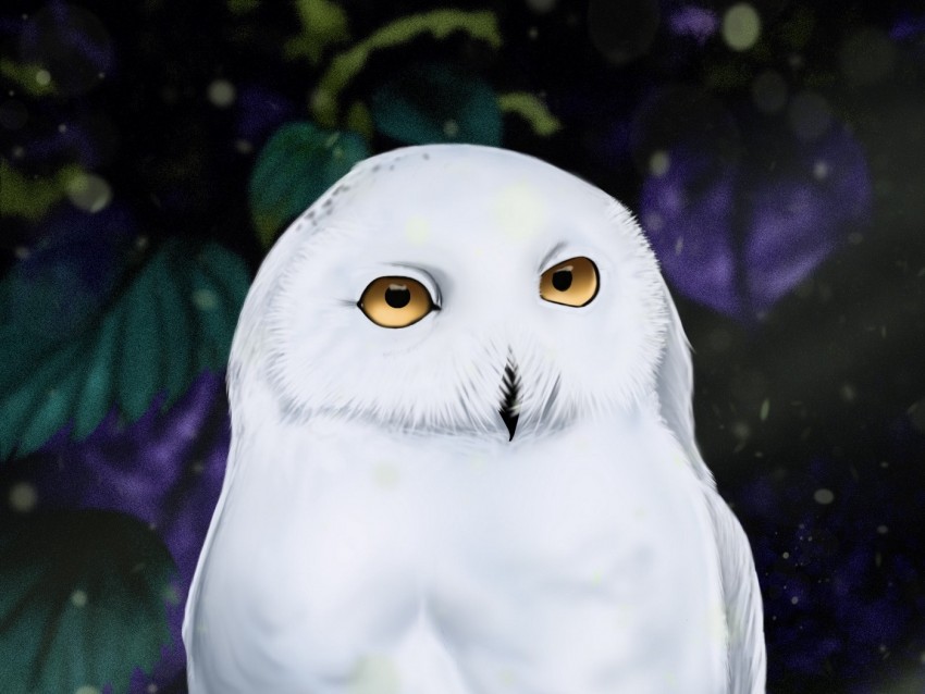 owl, white, bird, art
