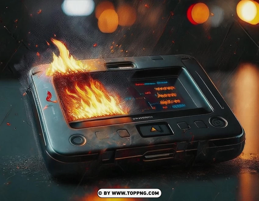 burning pager, pager explosion, fire on pager, damaged pager, pager on fire