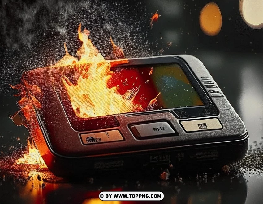 burning pager, pager explosion, fire on pager, damaged pager, pager on fire