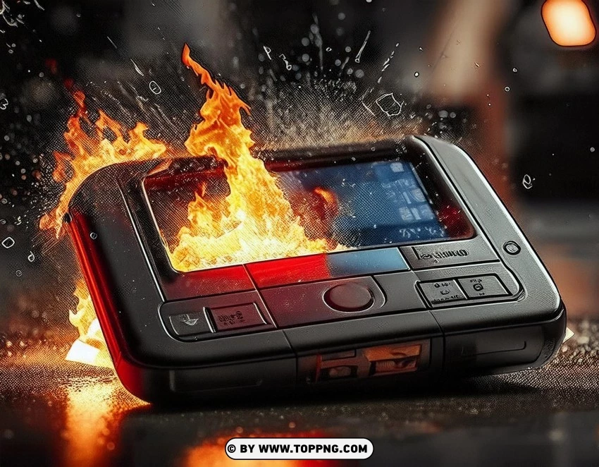 burning pager, pager explosion, fire on pager, damaged pager, pager on fire