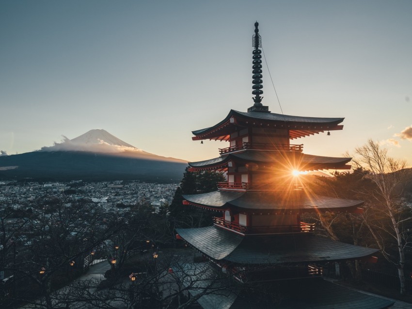 pagoda, architecture, sunlight, japan