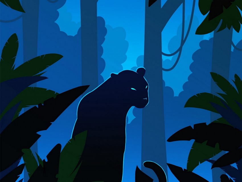 panther, silhouette, vector, jungle, art