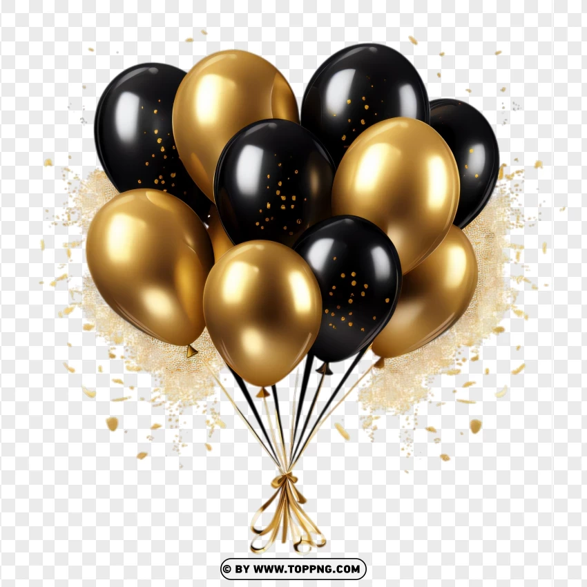 Party Balloons Glitter Effect PNG Transparent Background