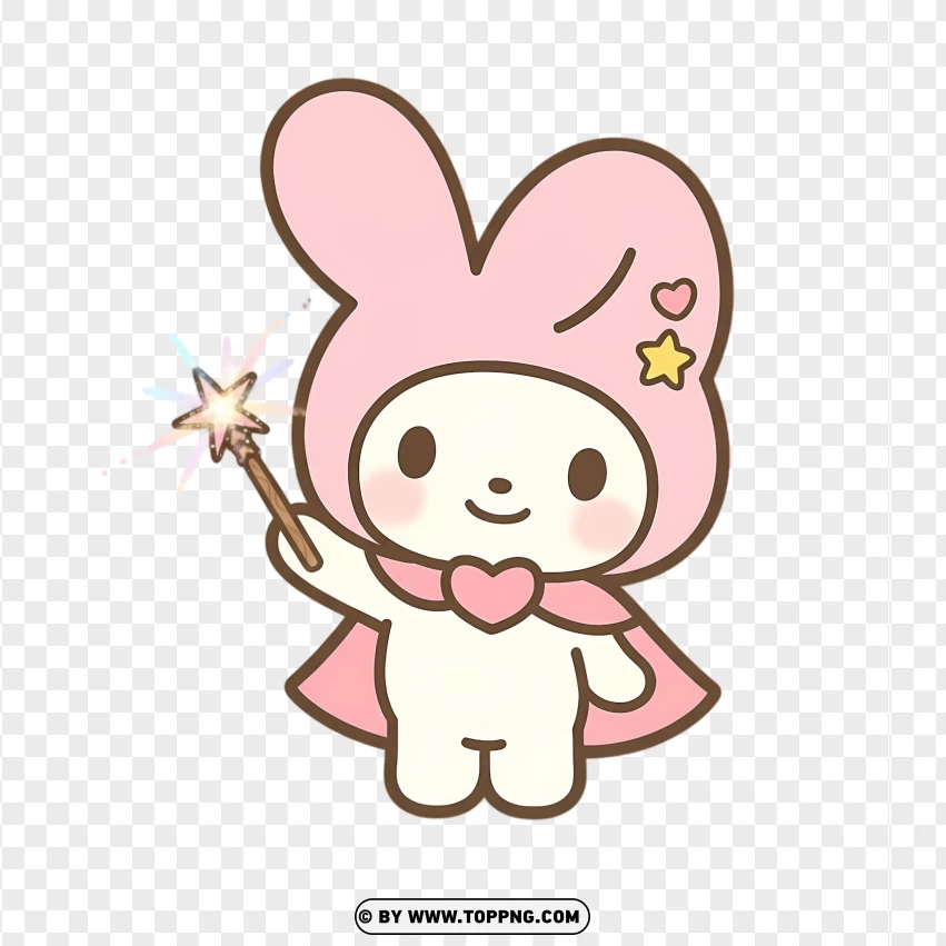 Wizard bunny holding sparkling star wand in magical pastel style