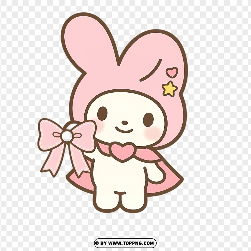 Pastel bunny holding sweet bow charm in gentle pose