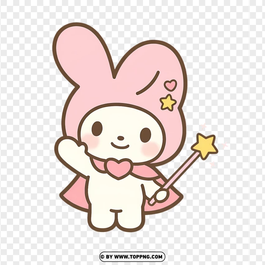 Pastel bunny holding simple magic wand in soft pose