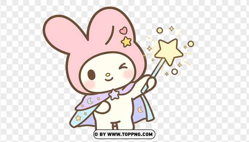 Wizard bunny with star wand in magical pastel theme