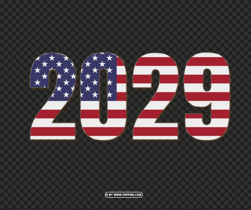 Patriotic 2029 Usa Flag Text Design Png