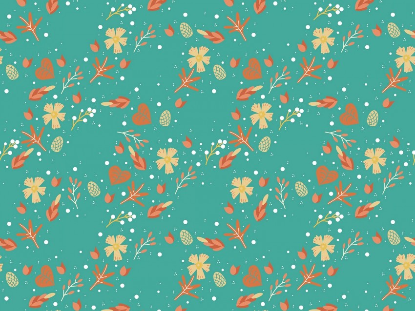 pattern, leaves, flowers, branches