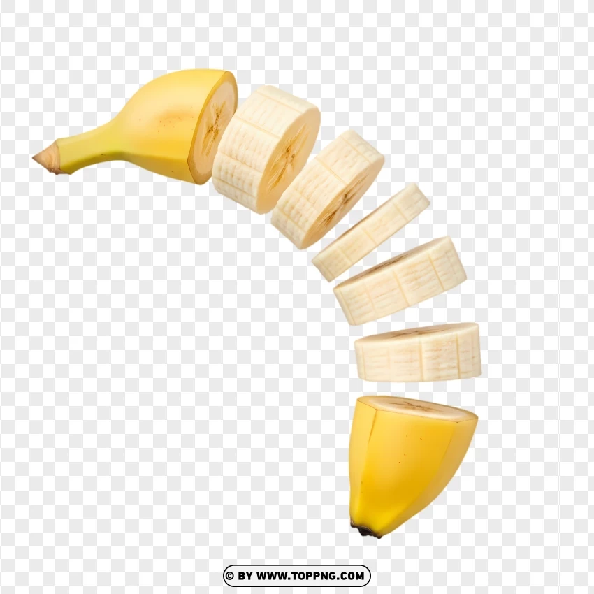 Perfectly Fresh Banana Slices On Black PNG Transparent Background