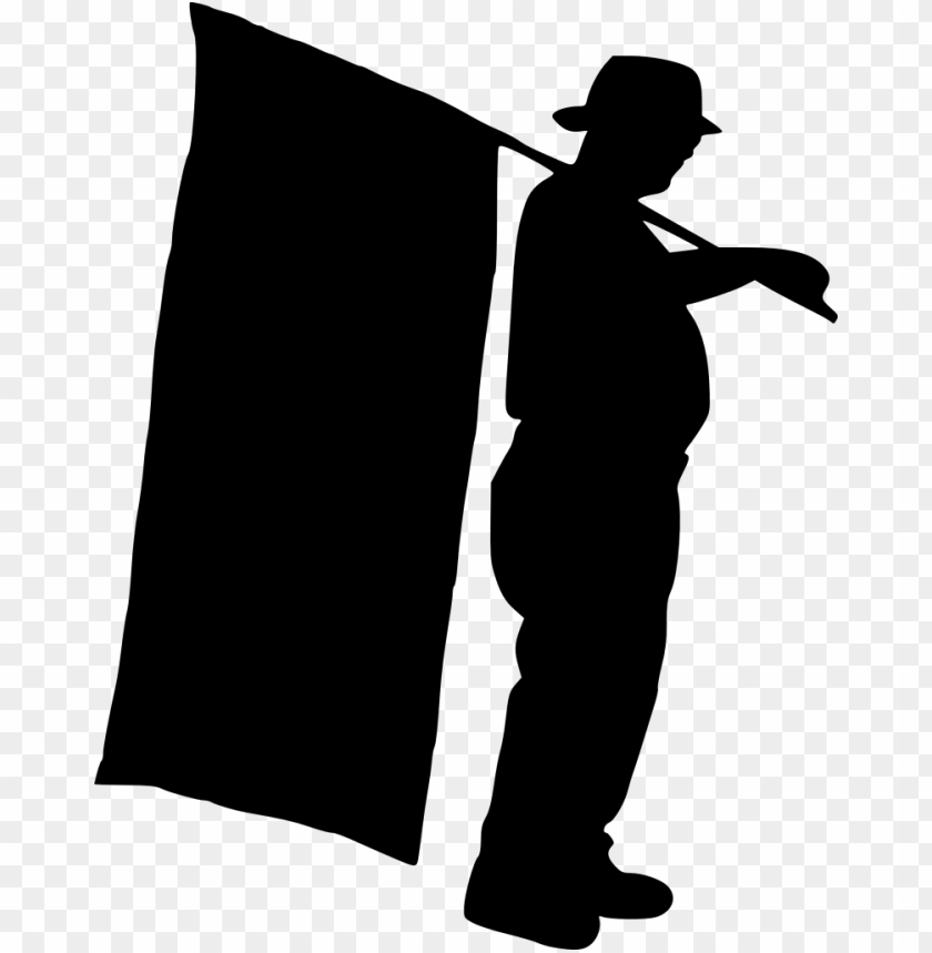 10 Person with Flag Silhouette (PNG Transparent)