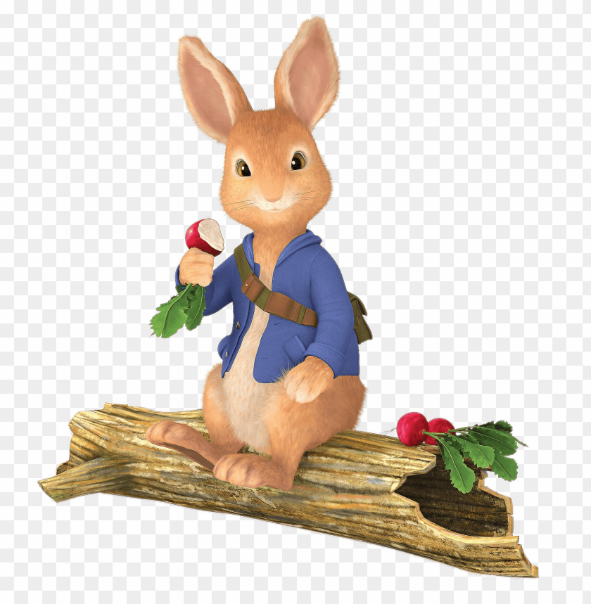comics and fantasy, peter rabbit, peter rabbit sitting on tree trunk, 