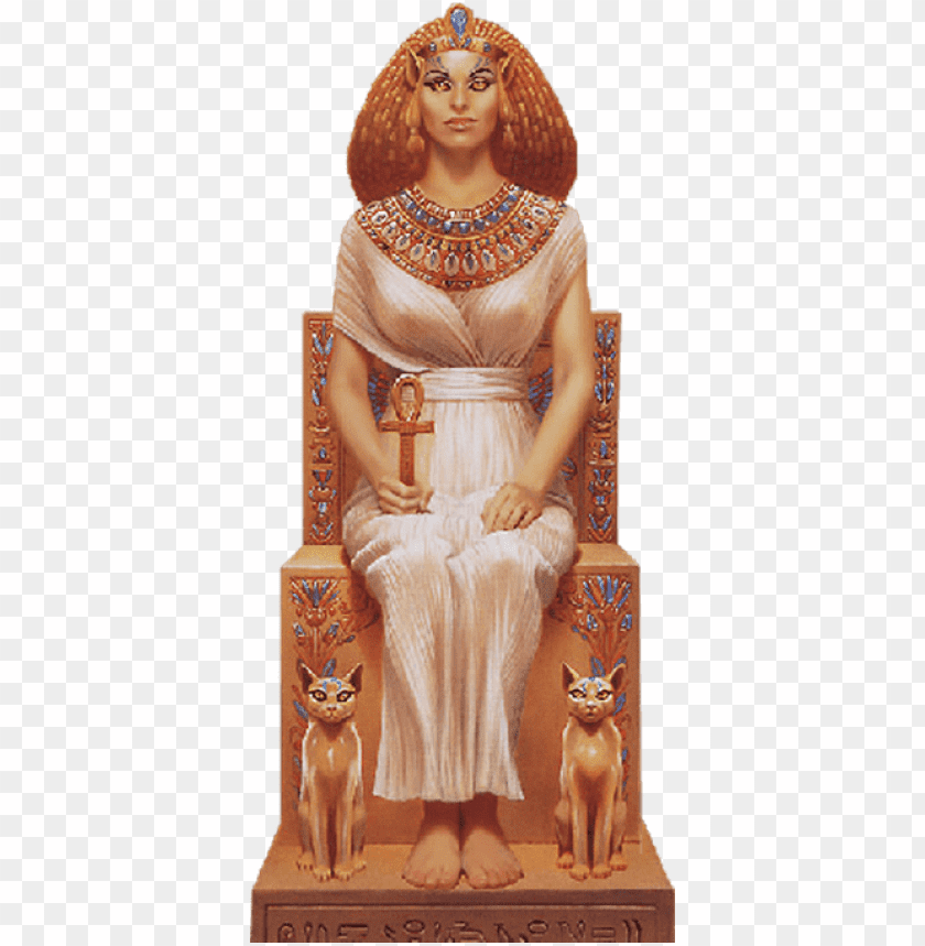 Ancient Egyptian Bastet Statue of a Seated Woman with Cats, Pharaoh 