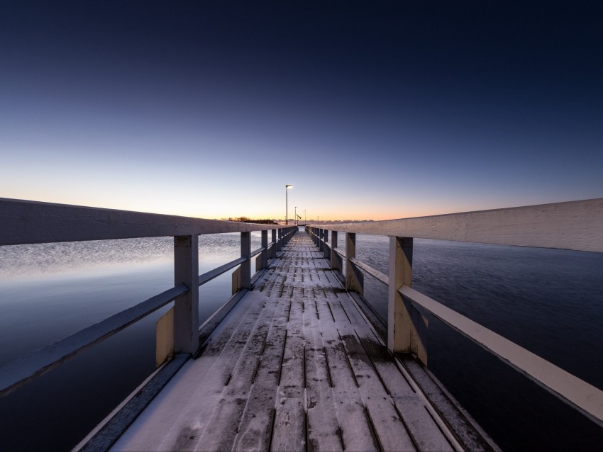pier, snow, bridge, sunset, helsinki, finland