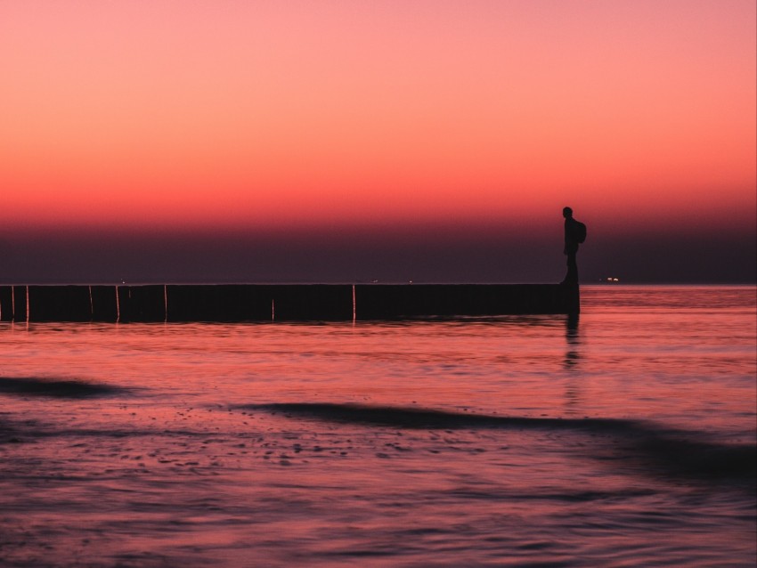 Pier Sunset Loneliness Sea Horizon Png - Free PNG Images
