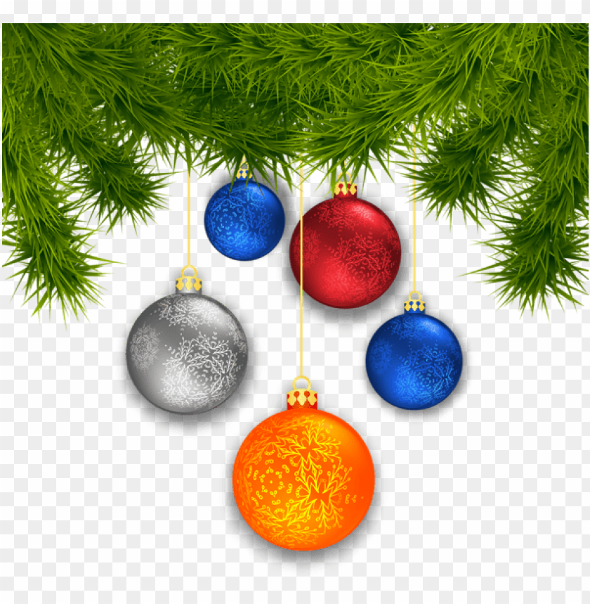 Pine Branches With Christmas Balls PNG Images 40506 | TOPpng