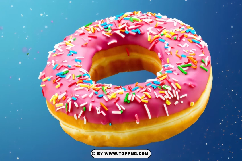 Pink And Blue Flying Doughnuts With Blue Sprinkle Background