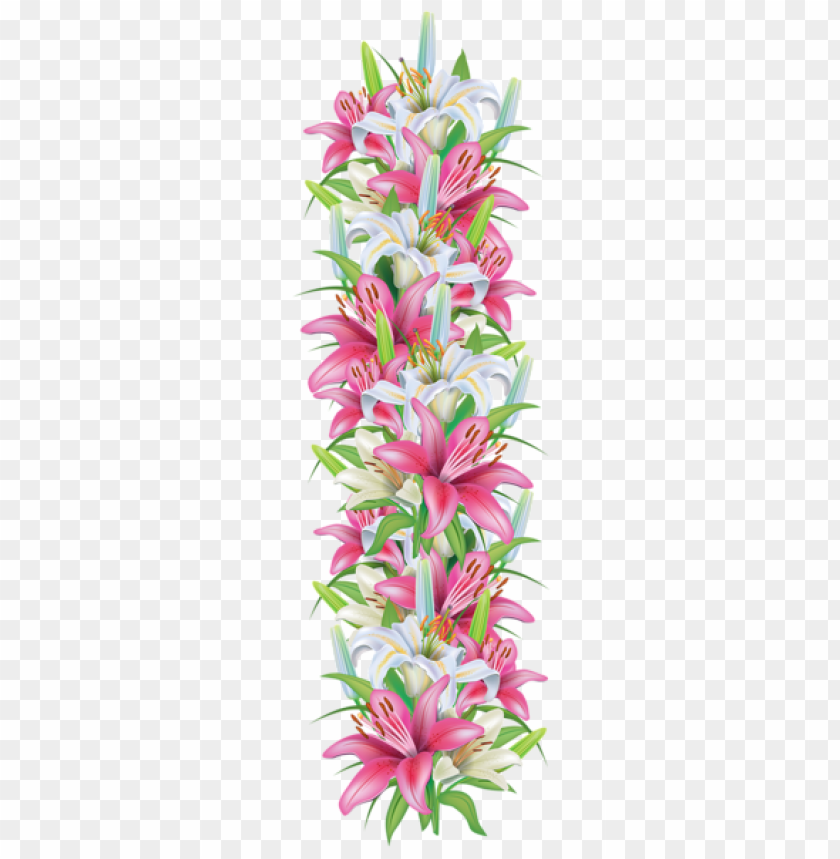 pink and white lilies decoration border