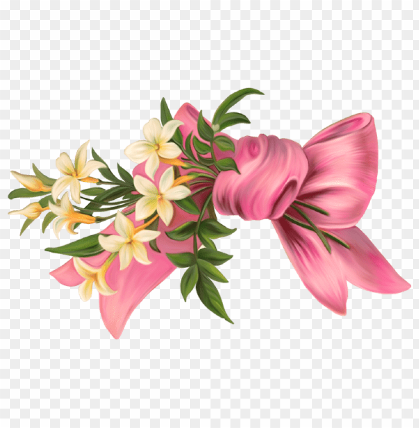 pink bow with flowers png element