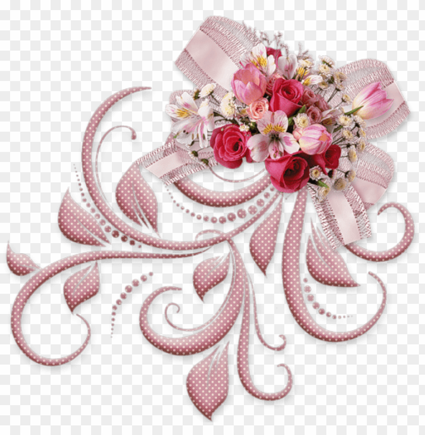 pink bow with roses png decorative element
